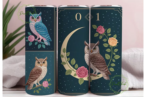 Mystical Owl Tumbler Wrap Sublimation PixelChick 