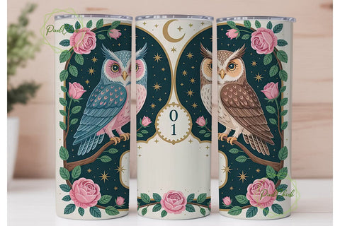 Mystical Owl Tumbler Wrap Sublimation PixelChick 