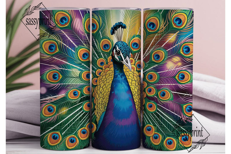 Mystical Peacock 20oz Tumbler Wrap Sublimation sassyprint 