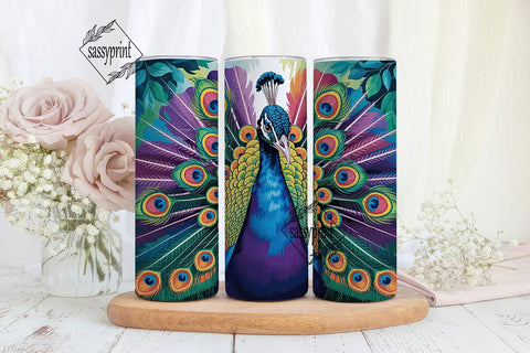 Mystical Peacock 20oz Tumbler Wrap Sublimation sassyprint 