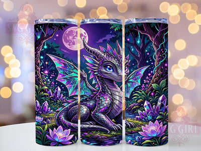Mystical Purple Crystal Dragon 20oz Tumbler, Dragon Motif, Purple Art Design, Crystal Theme, Mystical Accent, Fantasy Charm, Sublimation Wrap, 20oz Tumbler Sublimation SvggirlplusArt 