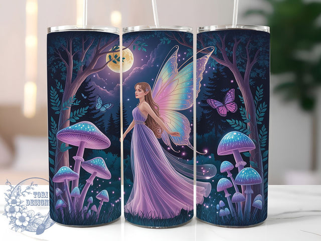 Mystical Purple Fairy Moon Tumbler, Moon Magic Wrap, 20Oz Skinny Tumbler, Fantasy Sublimation Design, Enchanted Night Tumbler, Mystical Fairy Wrap, Celestial Moon Design Sublimation ToriDesigns 