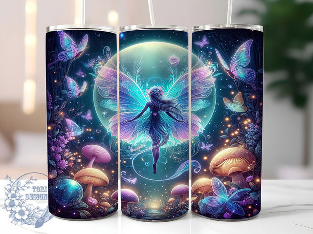 Mystical Purple Fairy Moon Tumbler, Moon Magic Wrap, 20Oz Skinny Tumbler, Fantasy Sublimation Design, Enchanted Night Tumbler, Mystical Fairy Wrap, Celestial Moon Design Sublimation ToriDesigns 