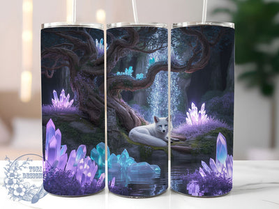 Mystical Purple Fox Nature Tumbler, Purple Tumbler, Floral Tree, 20Oz Tumbler, Sublimation Design, Mystical Animal, Nature Wrap Sublimation ToriDesigns 