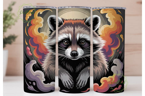 Mystical Raccoon 20oz Tumbler Wrap Sublimation PixelChick 