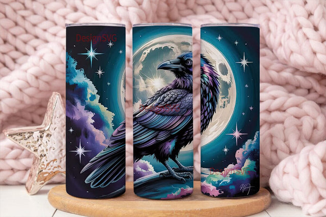 Mystical Raven Moon 20oz Tumbler Wrap Sublimation DesignSVG 