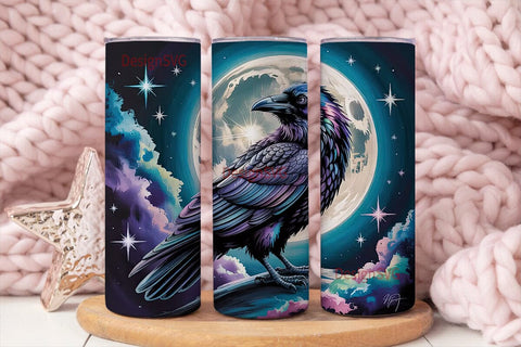 Mystical Raven Moon 20oz Tumbler Wrap Sublimation DesignSVG 