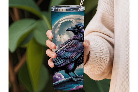 Mystical Raven Moon 20oz Tumbler Wrap Sublimation DesignSVG 