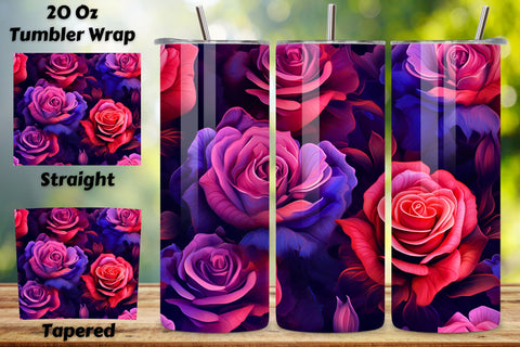 Mystical Roses Tumbler Wrap, Seamless Design PNG Sublimation FloridPrintables 