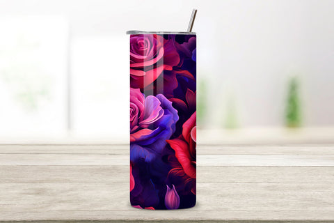 Mystical Roses Tumbler Wrap, Seamless Design PNG Sublimation FloridPrintables 