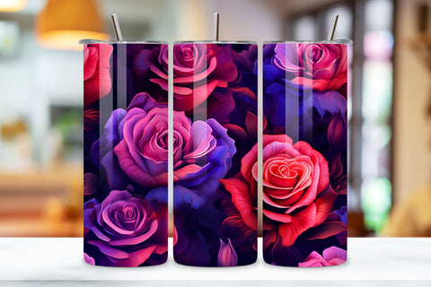 Mystical Roses Tumbler Wrap, Seamless Design PNG Sublimation FloridPrintables 