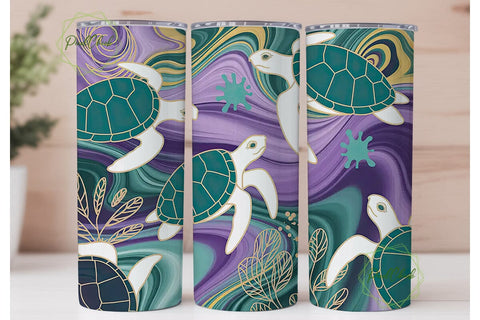Mystical Sea Turtle 20oz Tumbler Wrap Sublimation PixelChick 