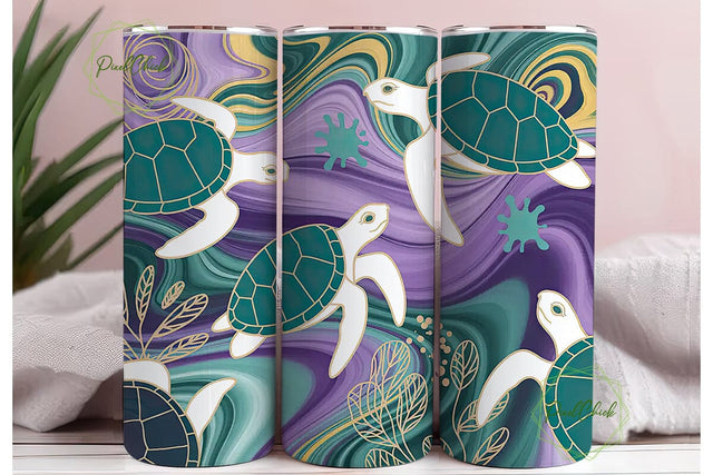 Mystical Sea Turtle 20oz Tumbler Wrap Sublimation PixelChick 