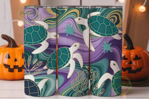 Mystical Sea Turtle 20oz Tumbler Wrap Sublimation PixelChick 