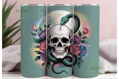 Mystical Serpent & Skull Tumbler Wrap Sublimation PixelChick 