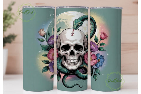 Mystical Serpent & Skull Tumbler Wrap Sublimation PixelChick 