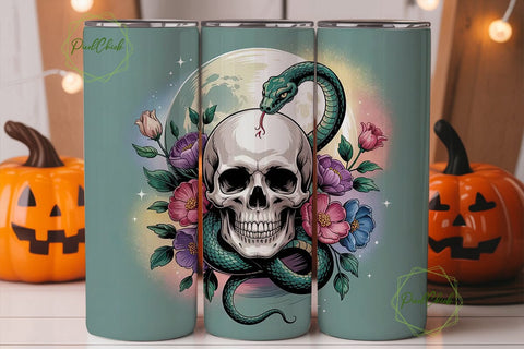 Mystical Serpent & Skull Tumbler Wrap Sublimation PixelChick 