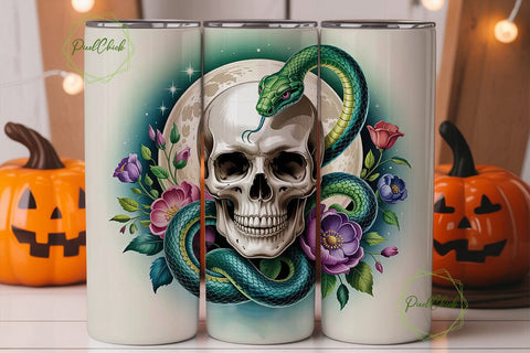 Mystical Serpent & Skull Tumbler Wrap Sublimation PixelChick 