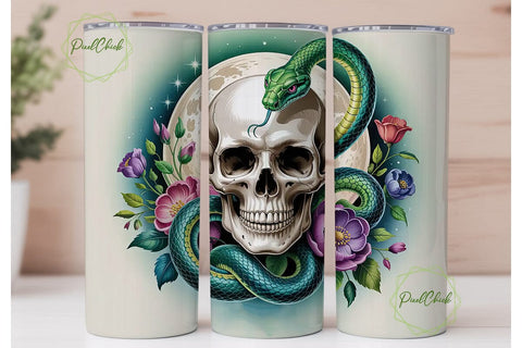 Mystical Serpent & Skull Tumbler Wrap Sublimation PixelChick 