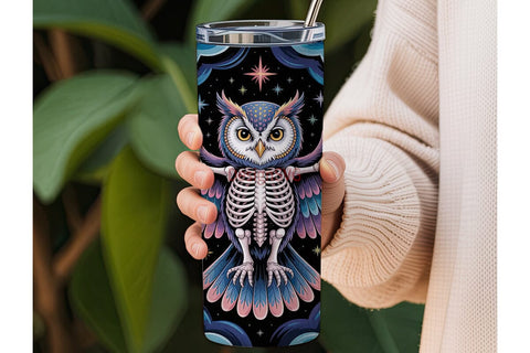 Mystical Skeleton Owl 20oz Tumbler Wrap Sublimation DesignSVG 