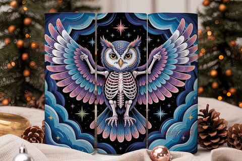 Mystical Skeleton Owl 20oz Tumbler Wrap Sublimation DesignSVG 