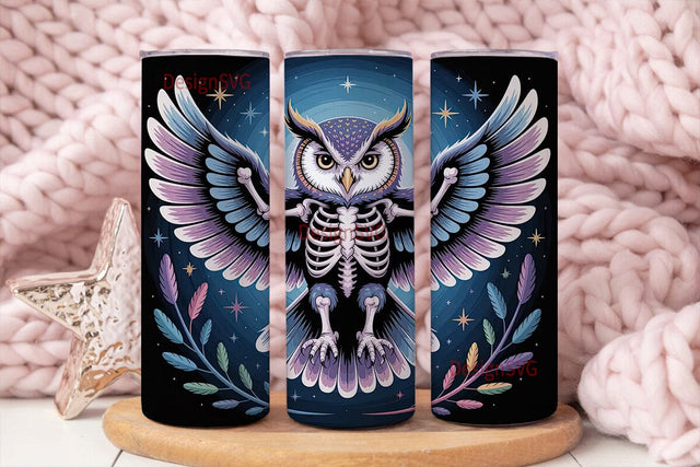 Mystical Skeleton Owl 20oz Tumbler Wrap Sublimation DesignSVG 