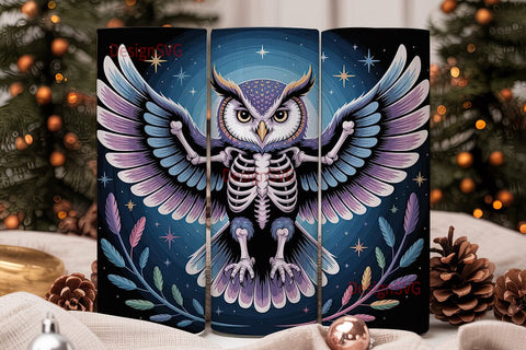 Mystical Skeleton Owl 20oz Tumbler Wrap Sublimation DesignSVG 