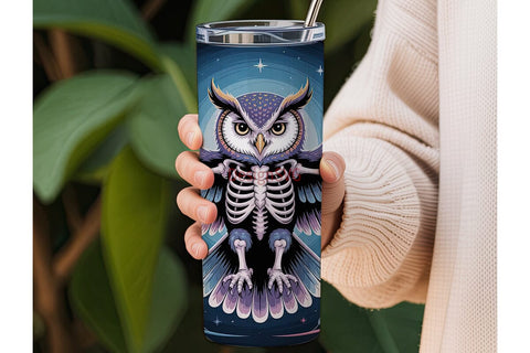 Mystical Skeleton Owl 20oz Tumbler Wrap Sublimation DesignSVG 