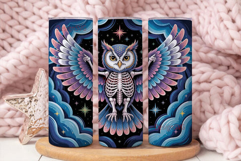 Mystical Skeleton Owl 20oz Tumbler Wrap Sublimation DesignSVG 