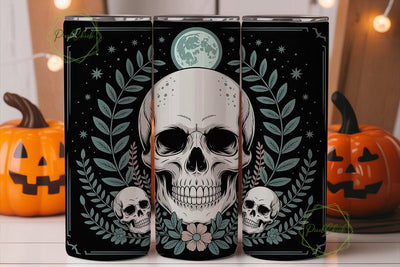Mystical Skull Floral Tumbler Wrap Sublimation PixelChick 
