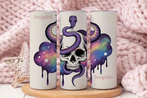 Mystical Skull & Snake 20oz Tumbler Wrap Sublimation DesignSVG 