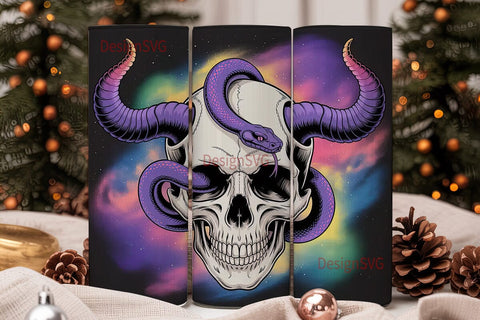 Mystical Skull & Snake 20oz Tumbler Wrap Sublimation DesignSVG 