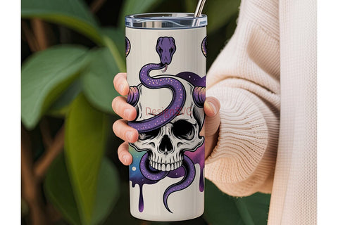 Mystical Skull & Snake 20oz Tumbler Wrap Sublimation DesignSVG 