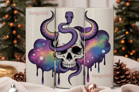 Mystical Skull & Snake 20oz Tumbler Wrap Sublimation DesignSVG 