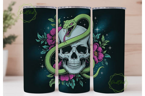 Mystical Skull & Snake 20oz Tumbler Wrap Sublimation PixelChick 