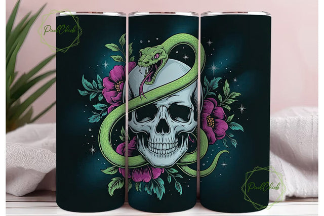 Mystical Skull & Snake 20oz Tumbler Wrap Sublimation PixelChick 