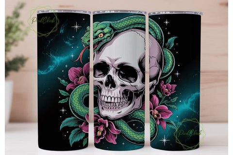 Mystical Skull & Snake 20oz Tumbler Wrap Sublimation PixelChick 