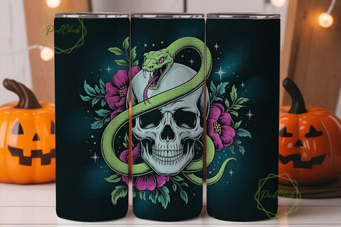 Mystical Skull & Snake 20oz Tumbler Wrap Sublimation PixelChick 