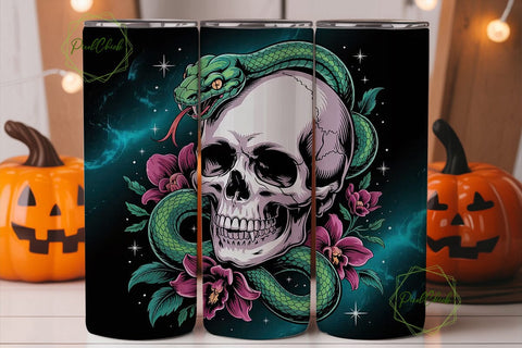 Mystical Skull & Snake 20oz Tumbler Wrap Sublimation PixelChick 