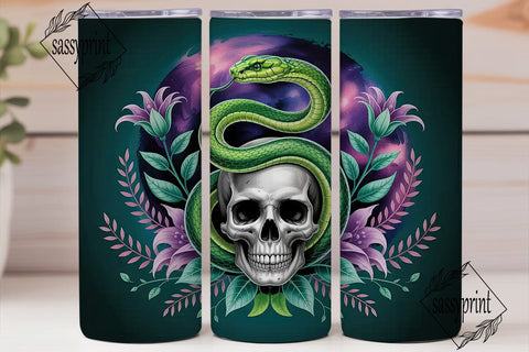 Mystical Snake & Skull 20oz Tumbler Wrap Sublimation sassyprint 