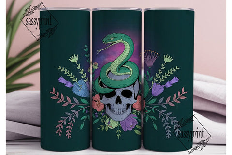 Mystical Snake & Skull 20oz Tumbler Wrap Sublimation sassyprint 