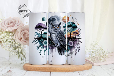 Mystical Space Owl 20oz Tumbler Wrap Sublimation sassyprint 