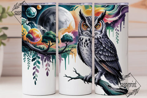 Mystical Space Owl 20oz Tumbler Wrap Sublimation sassyprint 