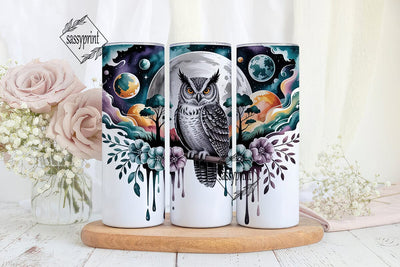 Mystical Space Owl 20oz Tumbler Wrap Sublimation sassyprint 
