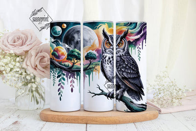 Mystical Space Owl 20oz Tumbler Wrap Sublimation sassyprint 