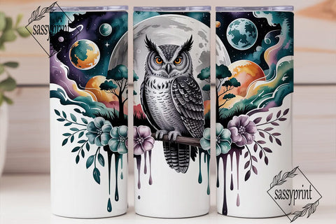 Mystical Space Owl 20oz Tumbler Wrap Sublimation sassyprint 