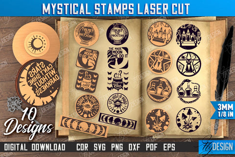 Mystical Stamp Bundle | Mystical Print | Template Stamp | Witch Design | CNC Files SVG Fly Design 