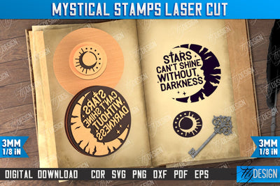 Mystical Stamp | Mystical Print | Template Stamp | Witch Design | CNC File SVG Fly Design 