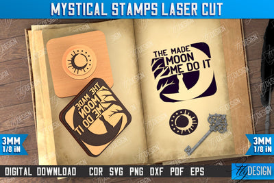 Mystical Stamp | Mystical Print | Template Stamp | Witch Design | CNC File SVG Fly Design 