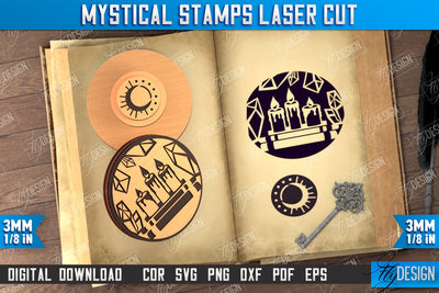 Mystical Stamp | Mystical Print | Template Stamp | Witch Design | CNC File SVG Fly Design 